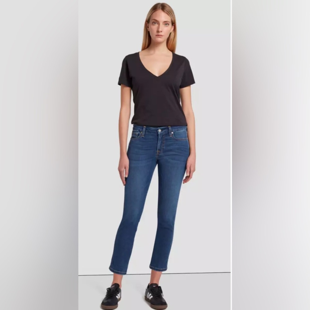 MADEWELL 7 KIMMIE CROP JEANS IN DARK RINSE INDIGO